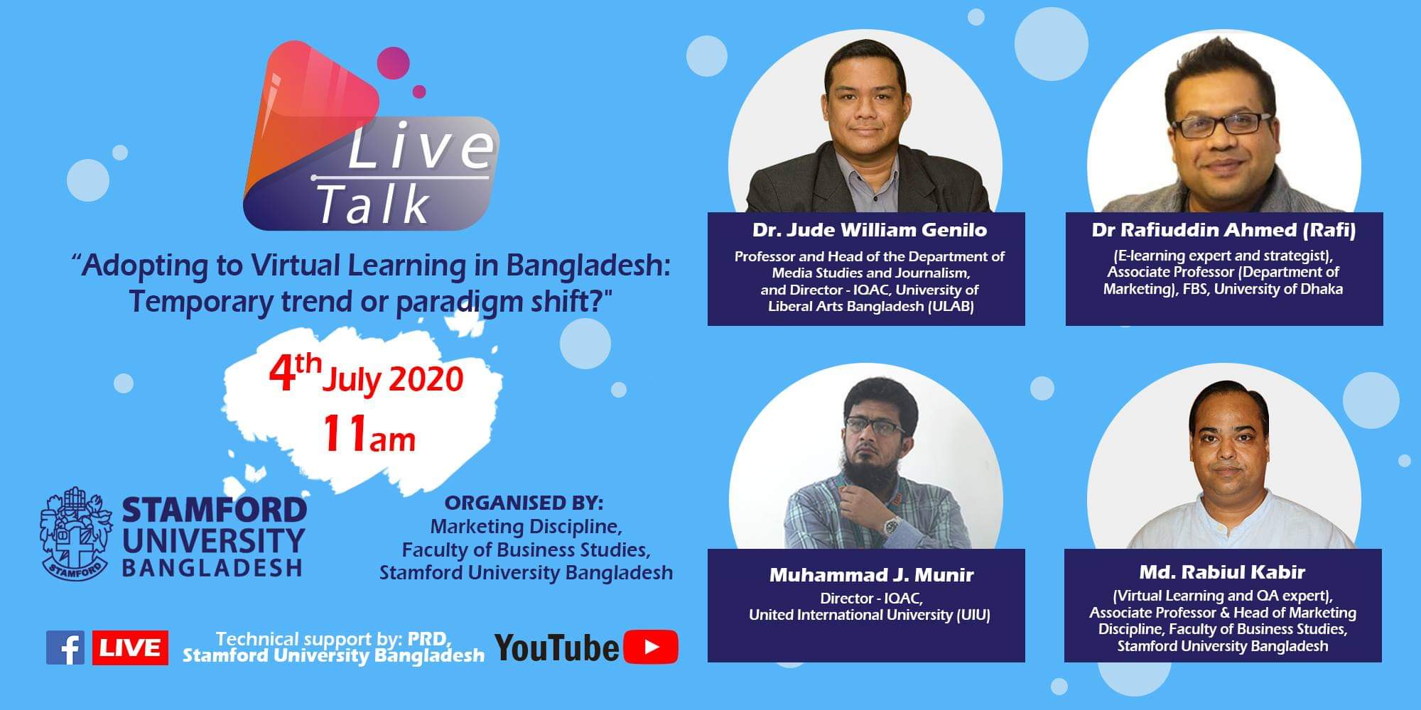 LIVE TALK on “Adopting to Virtual Learning in Bangladesh